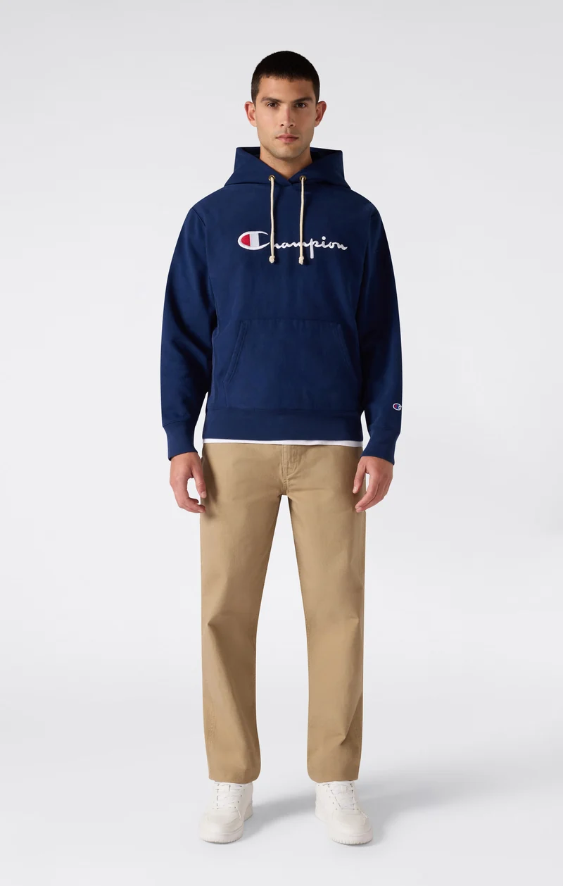 Men’s Reverse Weave Hooded Sweatshirt with Brushed Interior and Embroidered Logo