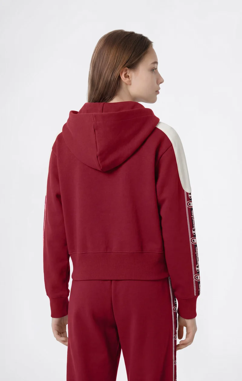 Girls’ Full-Zip Hooded Sweatshirt with Tape