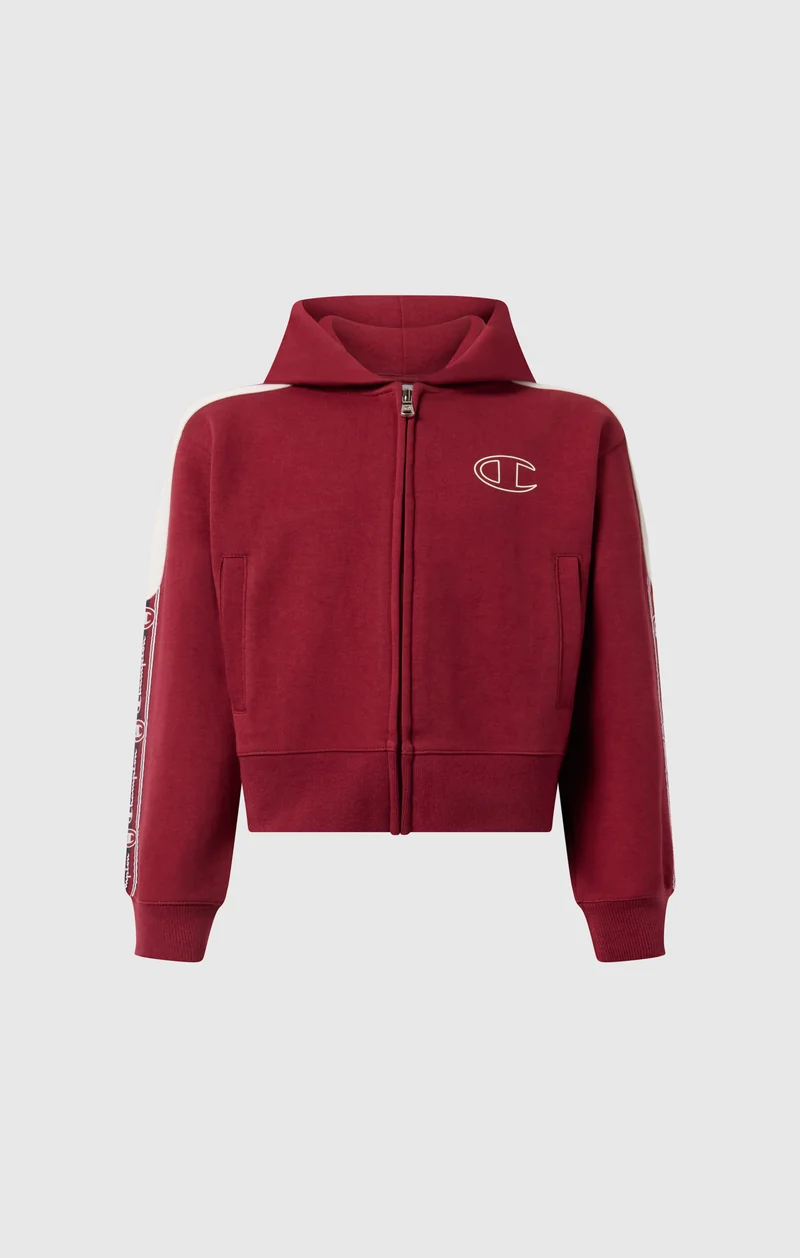 Girls’ Full-Zip Hooded Sweatshirt with Tape