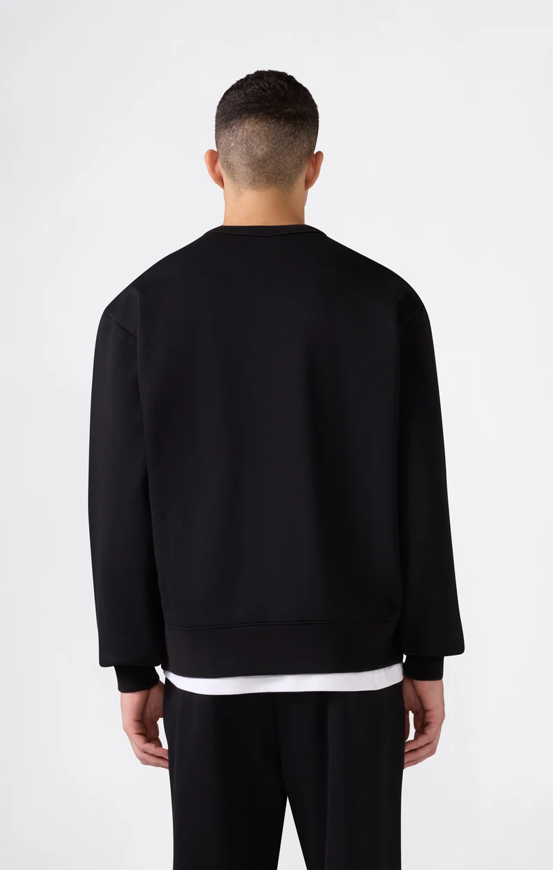 Men’s Crewneck Sweatshirt with C Logo and Brushed Interior