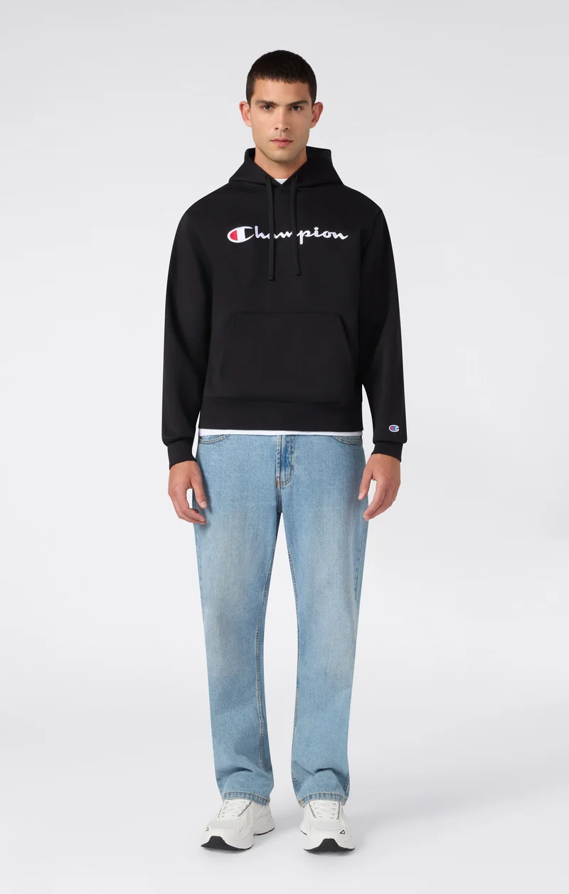 Men’s Hooded Sweatshirt with Maxi Logo and Brushed Interior