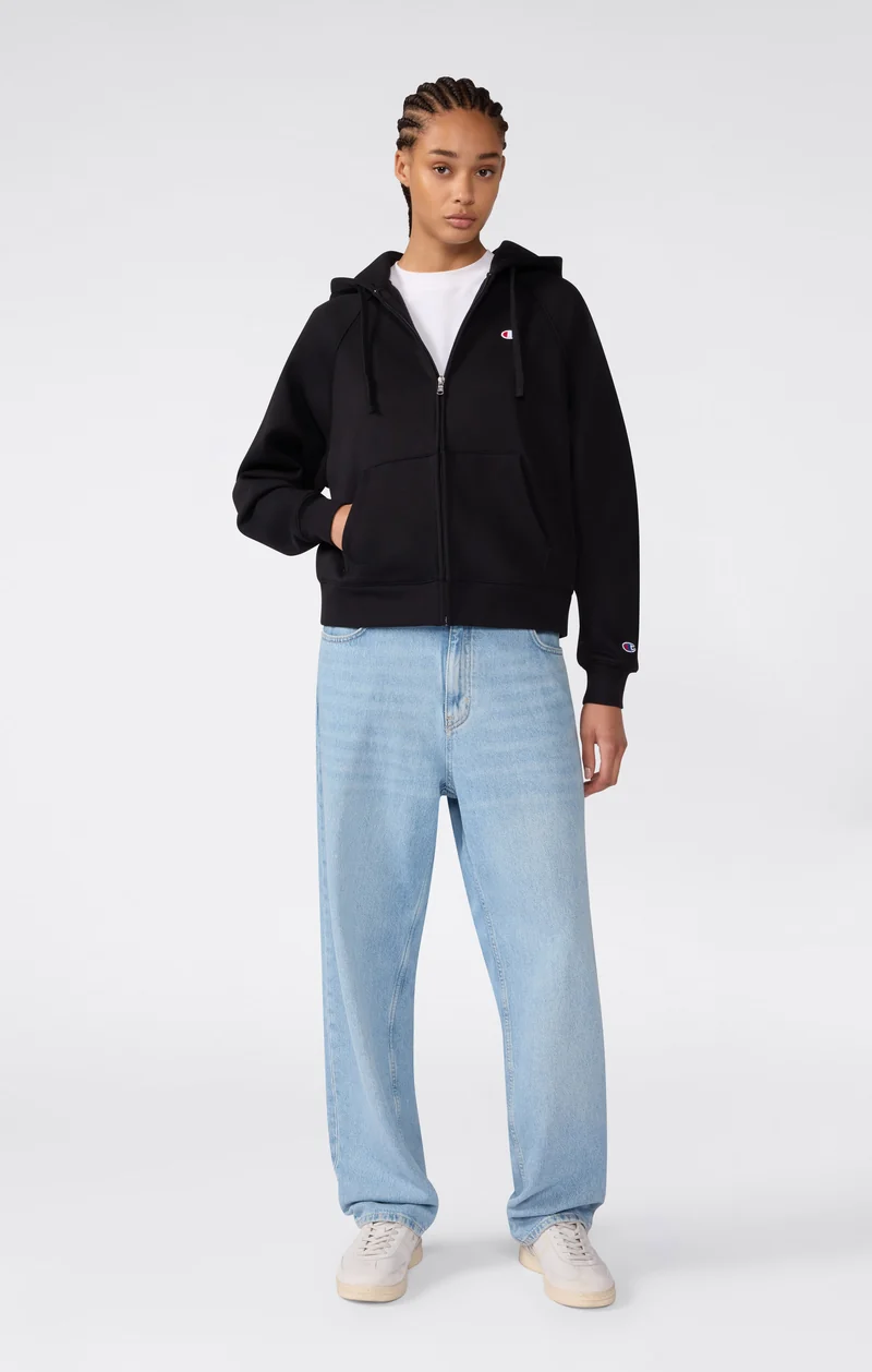 Women’s Full-Zip Hooded Sweatshirt with C Logo and Brushed Interior