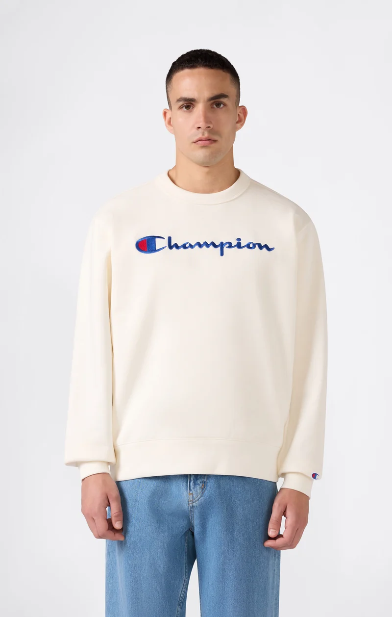 Men’s Crewneck Sweatshirt with Logo and Brushed Interior