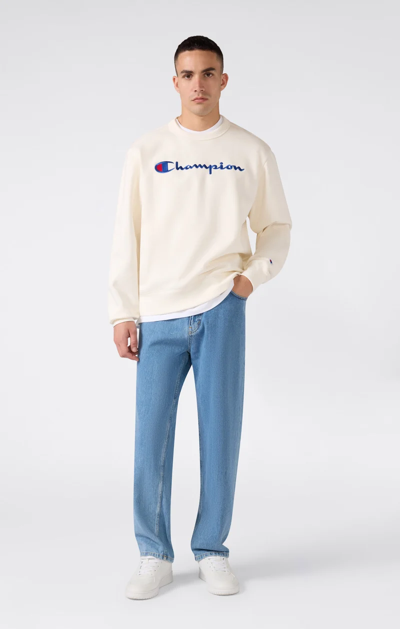 Men’s Crewneck Sweatshirt with Logo and Brushed Interior