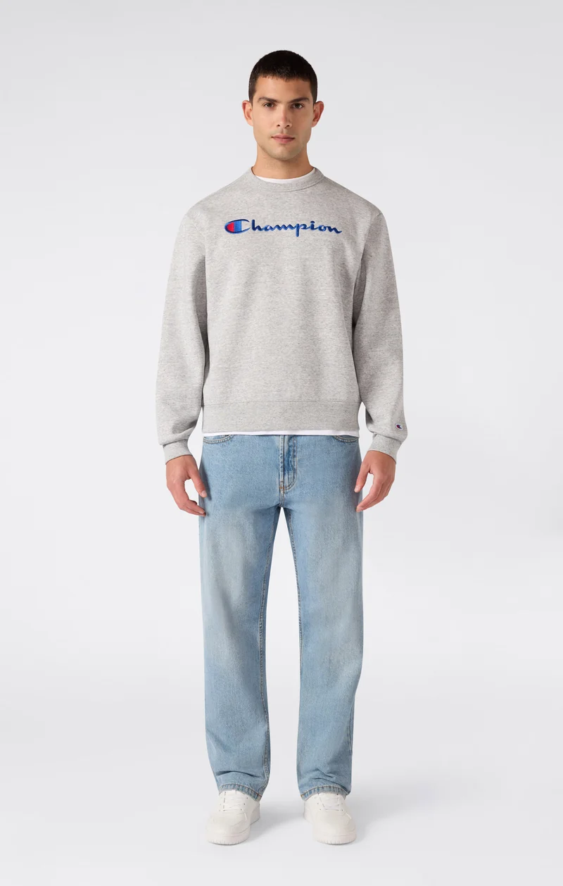 Men’s Crewneck Sweatshirt with Logo and Brushed Interior