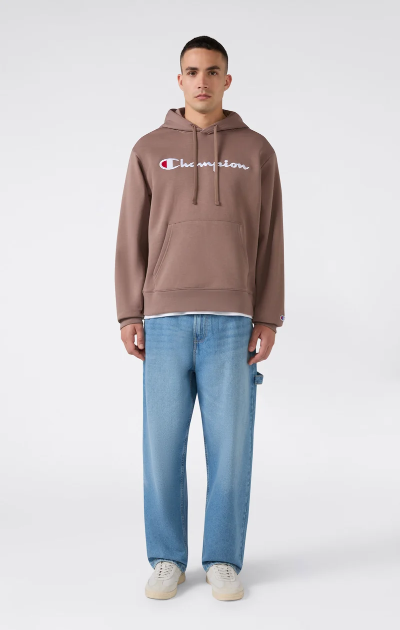 Men’s Hooded Sweatshirt with Maxi Logo and Brushed Interior