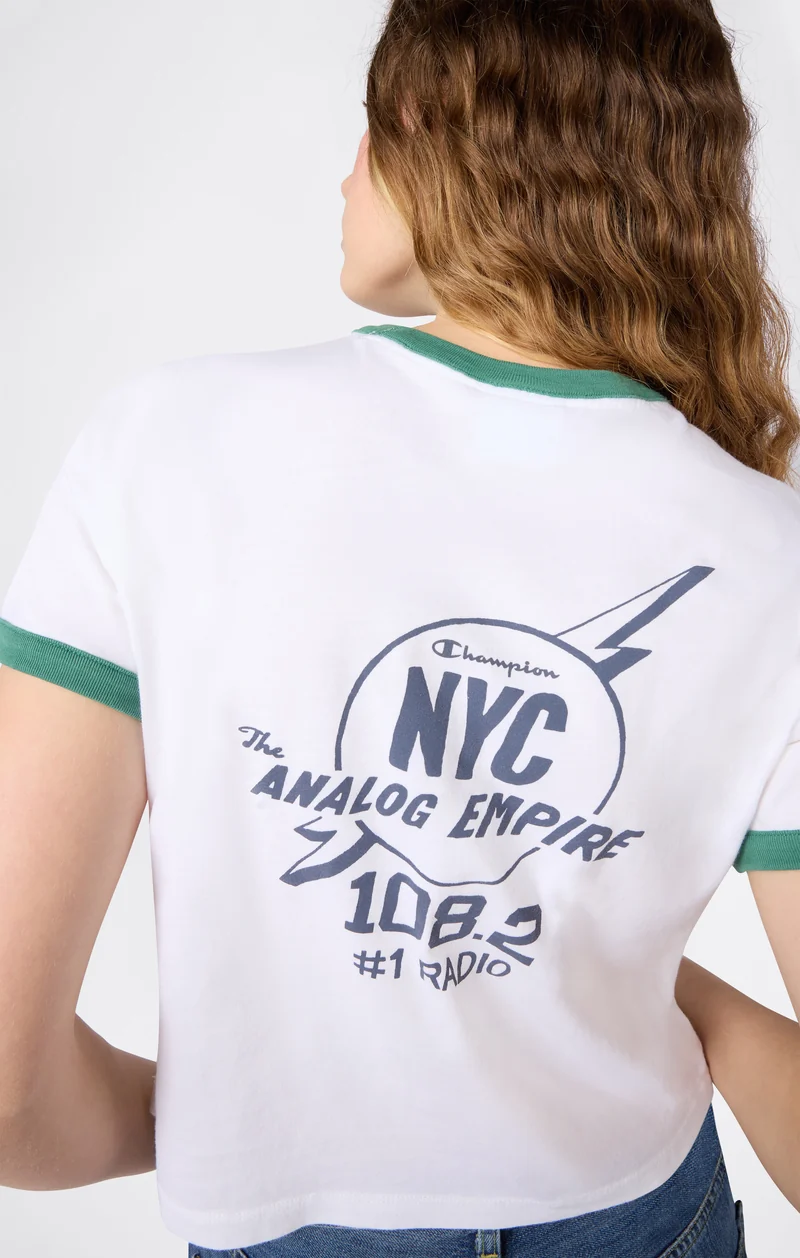 Women’s Cropped Ringer T-Shirt with Graphic