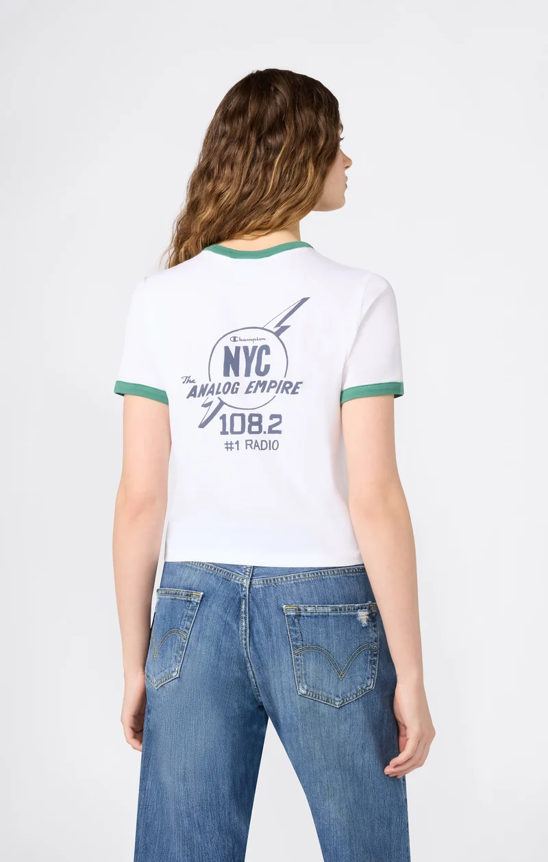 Women’s Cropped Ringer T-Shirt with Graphic