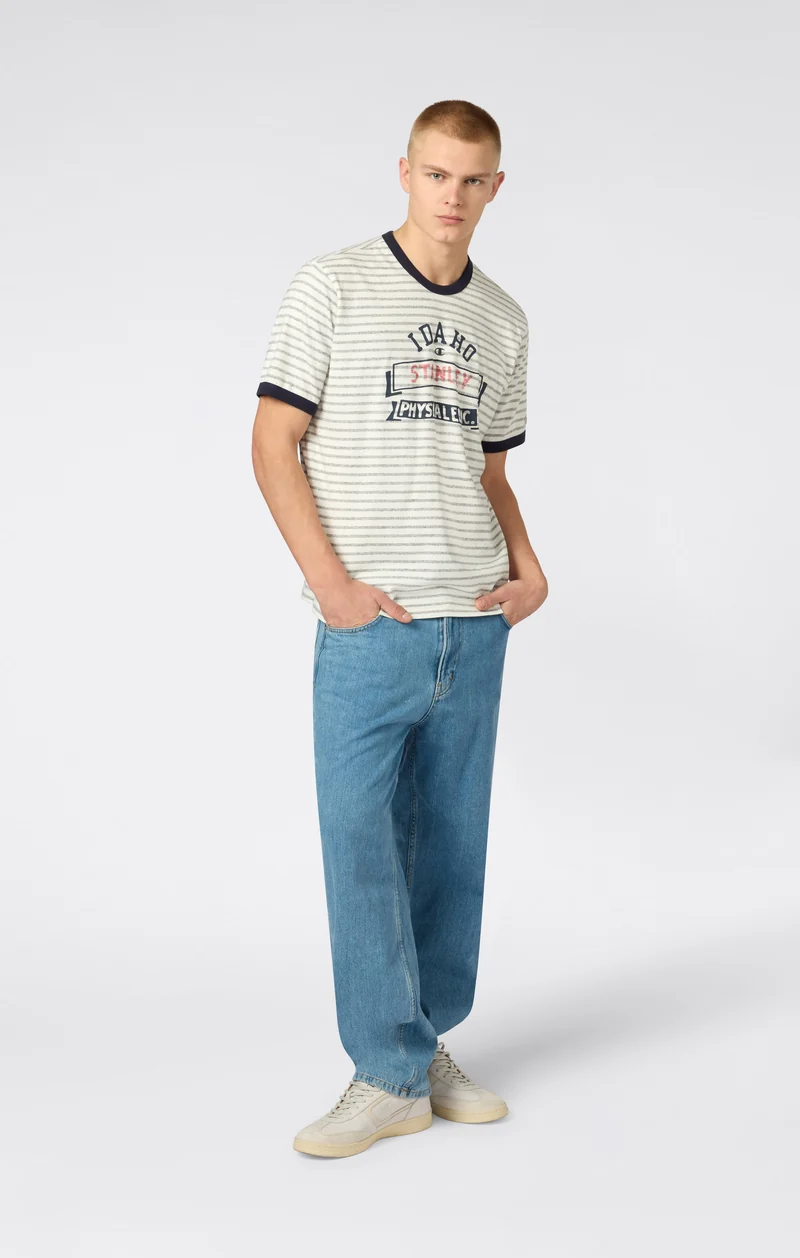 Men’s Striped Ringer T-Shirt with Graphic
