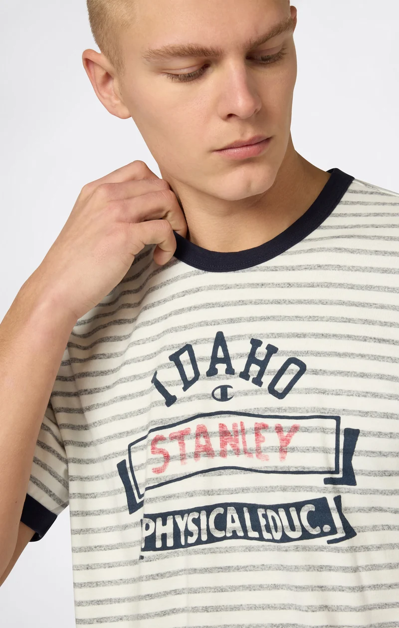 Men’s Striped Ringer T-Shirt with Graphic