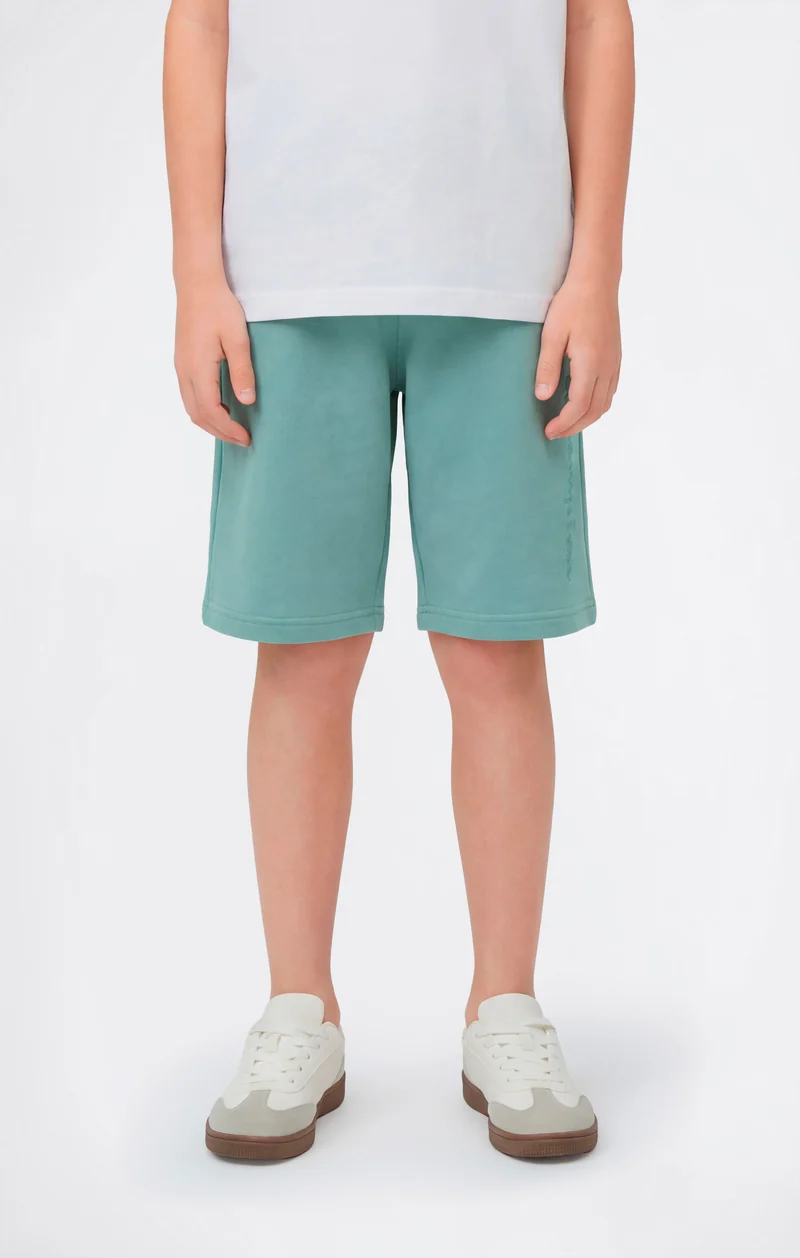 Boys’ Bermuda Shorts with Embroidered Maxi Logo Icons