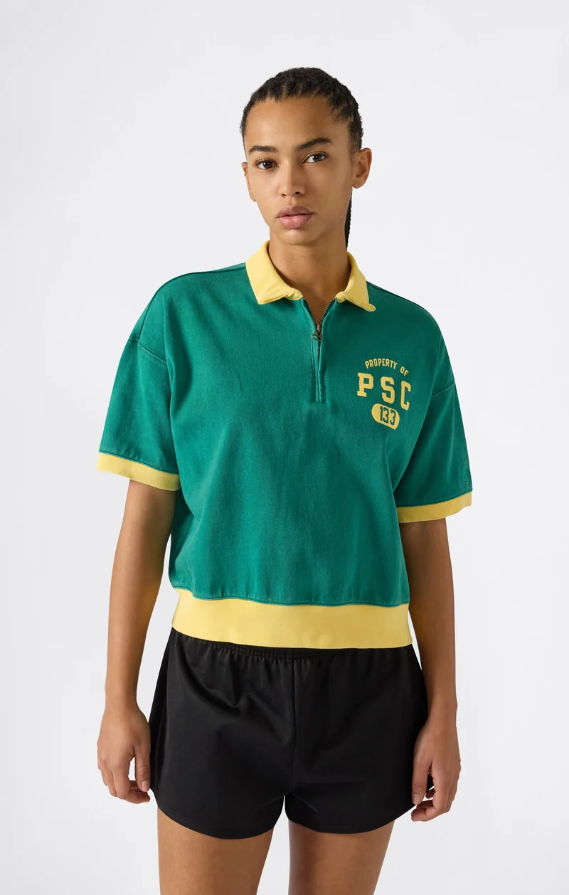Women’s Half Zip Polo T-Shirt Time Capsule