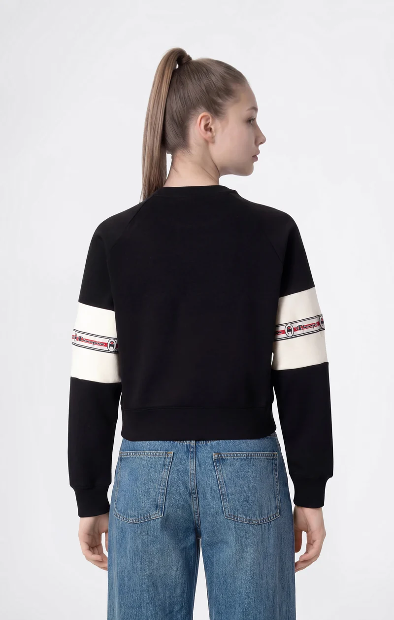 Girls’ Crewneck Sweatshirt with Tape and Champion Logo