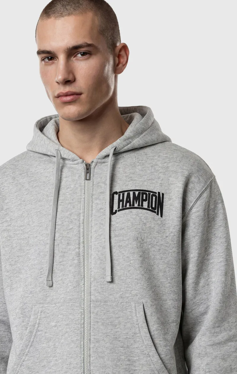 Men’s Hooded Full Zip Sweatshirt With Brushed Interior And Puff Print Logo