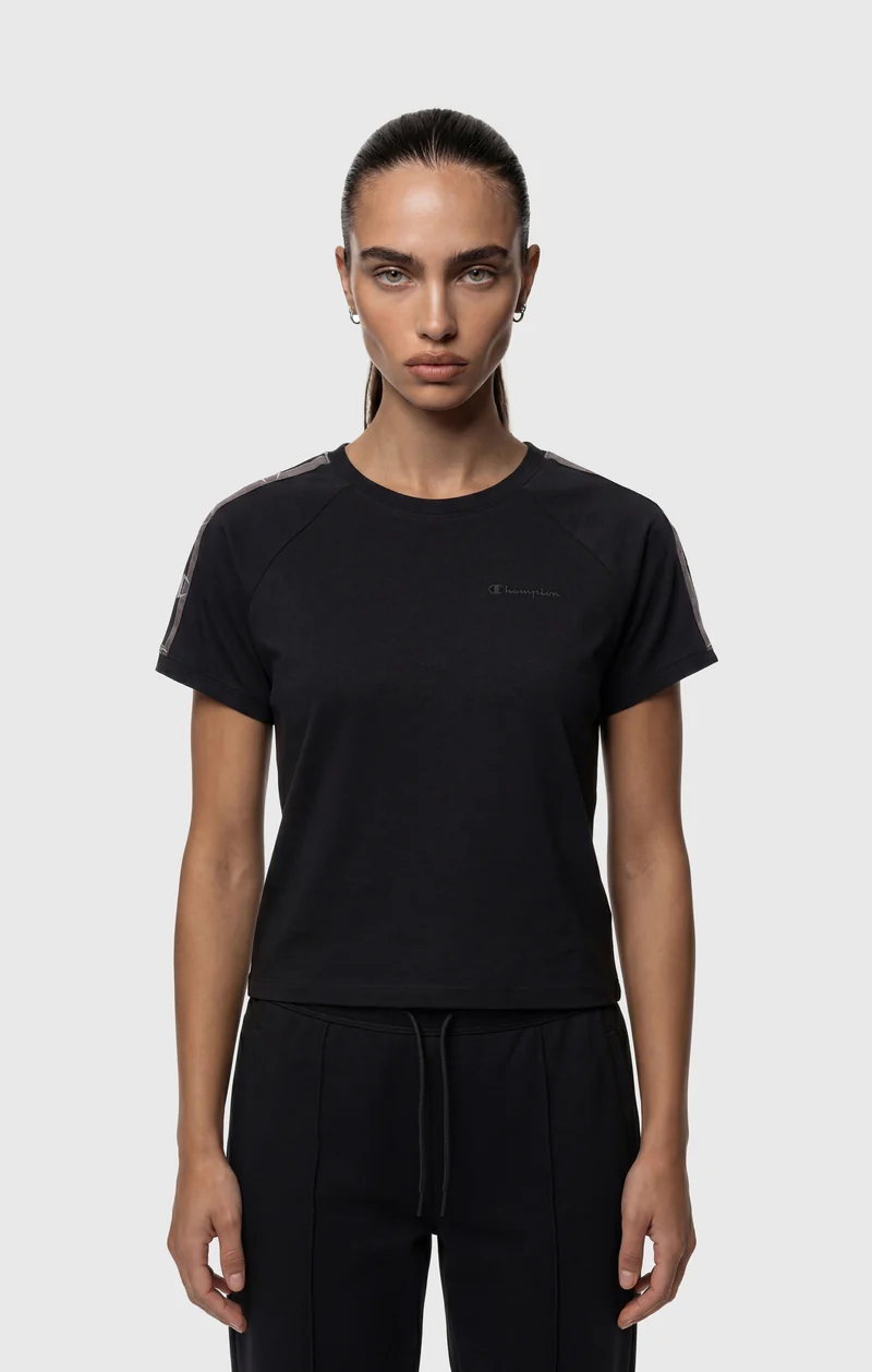 Women’s Crewneck Stretch Jersey T-Shirt with Logo Tape