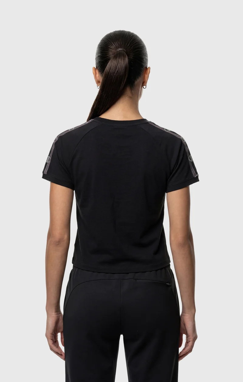 Women’s Crewneck Stretch Jersey T-Shirt with Logo Tape