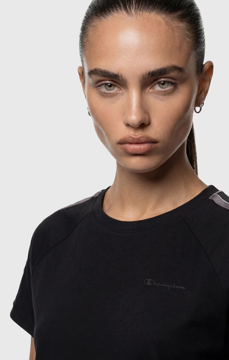Women’s Crewneck Stretch Jersey T-Shirt with Logo Tape