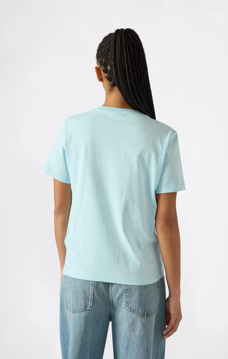 Women’s Reverse Weave Crewneck T-Shirt with Embroidered Logo
