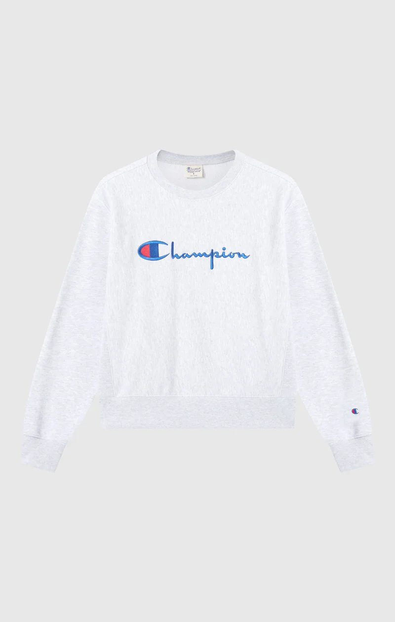 Women’s Lightweight Reverse Weave Crewneck Sweatshirt with Embroidered Logo