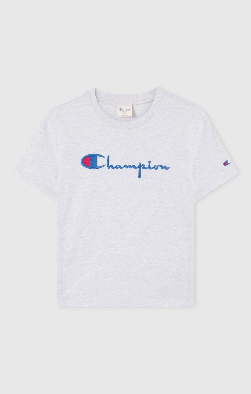 Women’s Reverse Weave Crewneck T-Shirt with Embroidered Logo