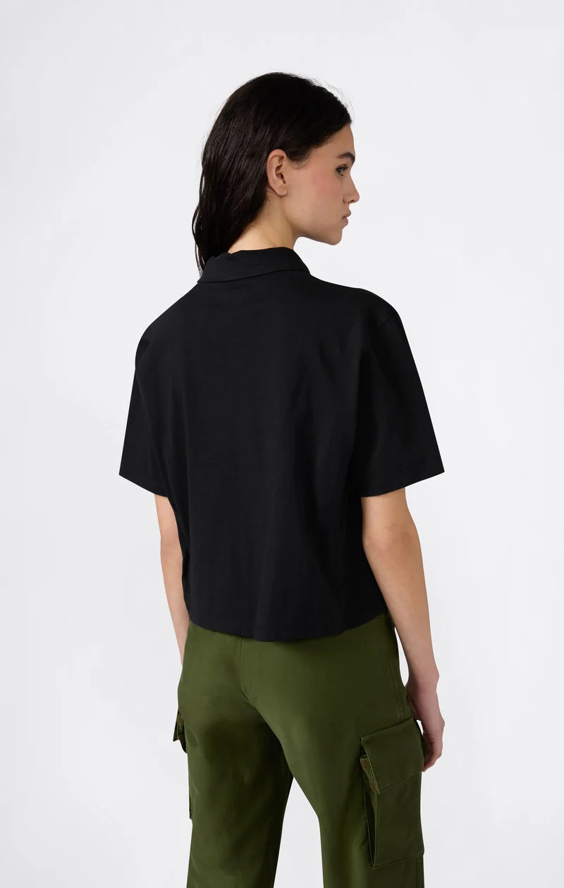Women’s Cropped Cotton Jersey Polo Shirt