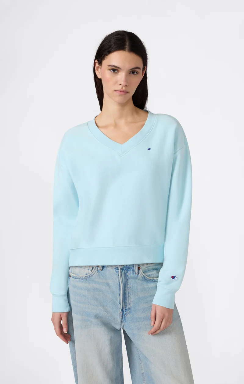 Women’s Lightweight Reverse Weave V-Neck Sweatshirt