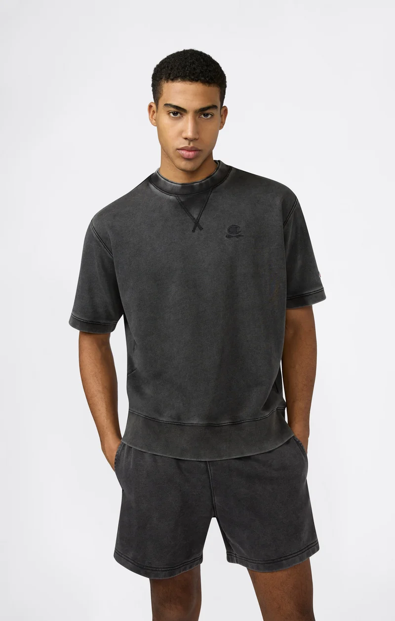 Men’s Washed Effect Short Sleeve Crewneck Sweatshirt Icons