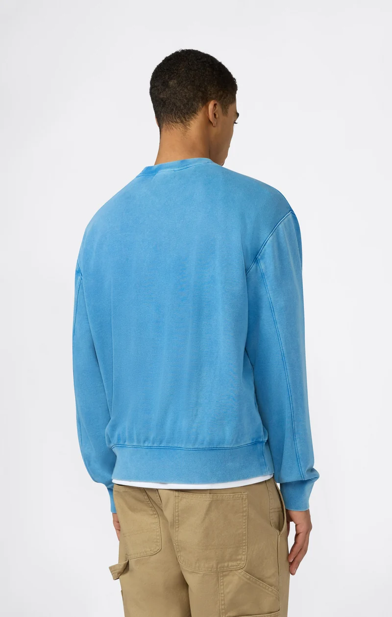 Men’s Crewneck Sweatshirt with Embroidered Logo and Washed Effect Icons