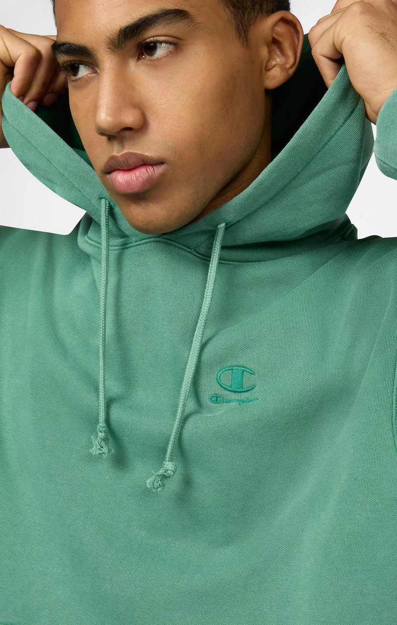 Men’s Hooded Sweatshirt with Embroidered Logo and Washed Effect Icons