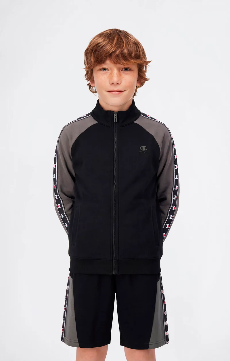 Boys’ Full Zip Sweatshirt with Tape Logo