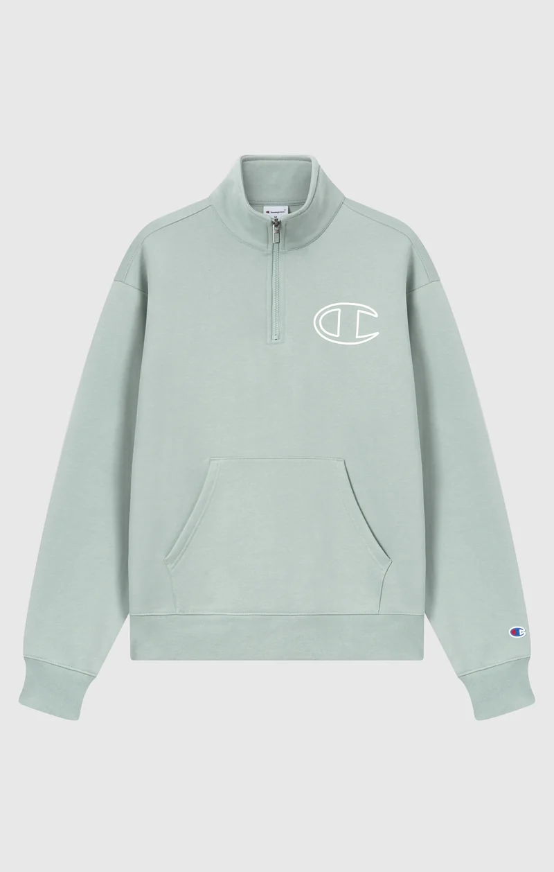 Men’s Half Zip Sweatshirt With Brushed Interior And Puff Print Logo