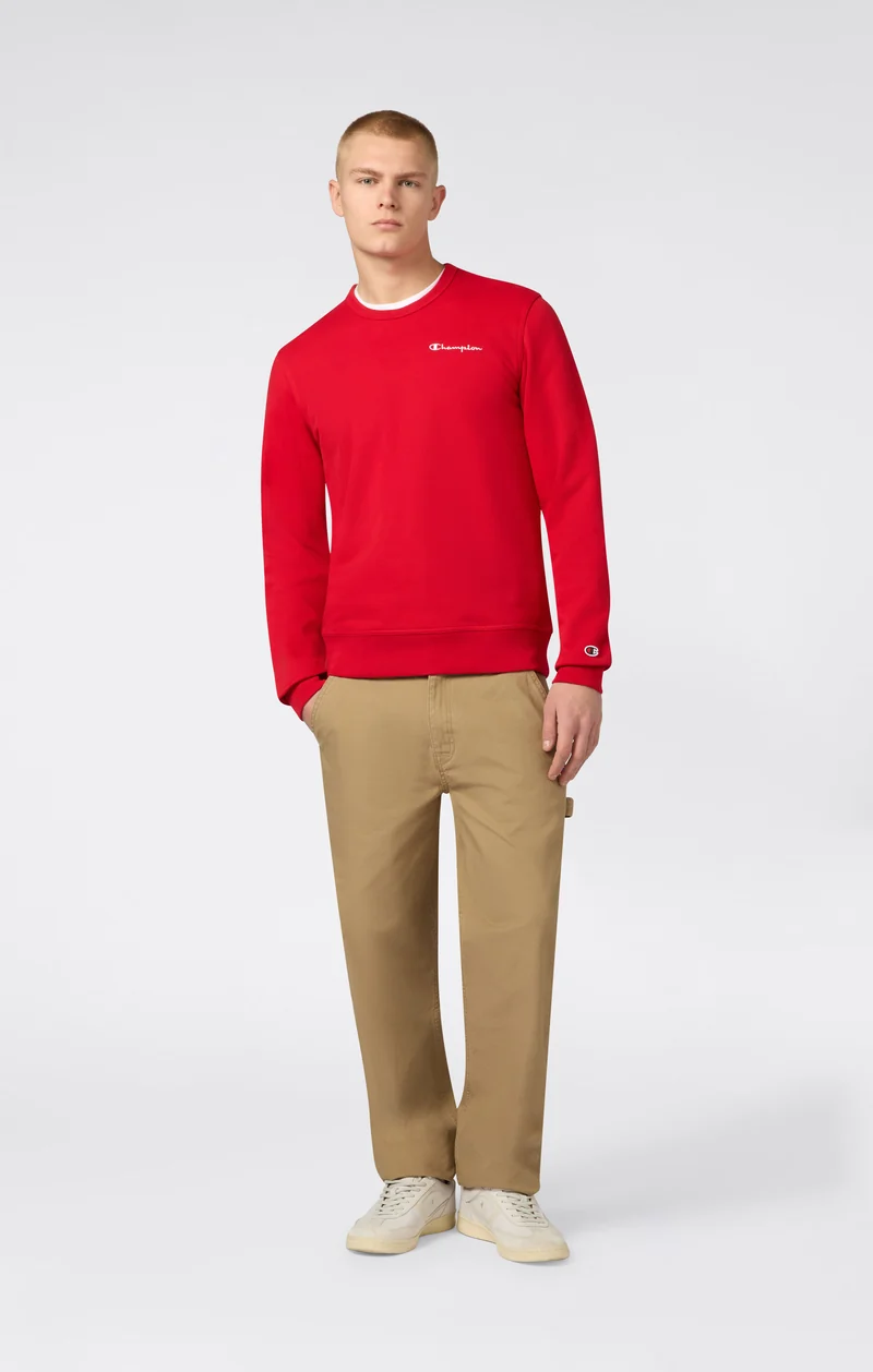 Men’s Lightweight Crewneck Sweatshirt with Embroidered Logo Icons