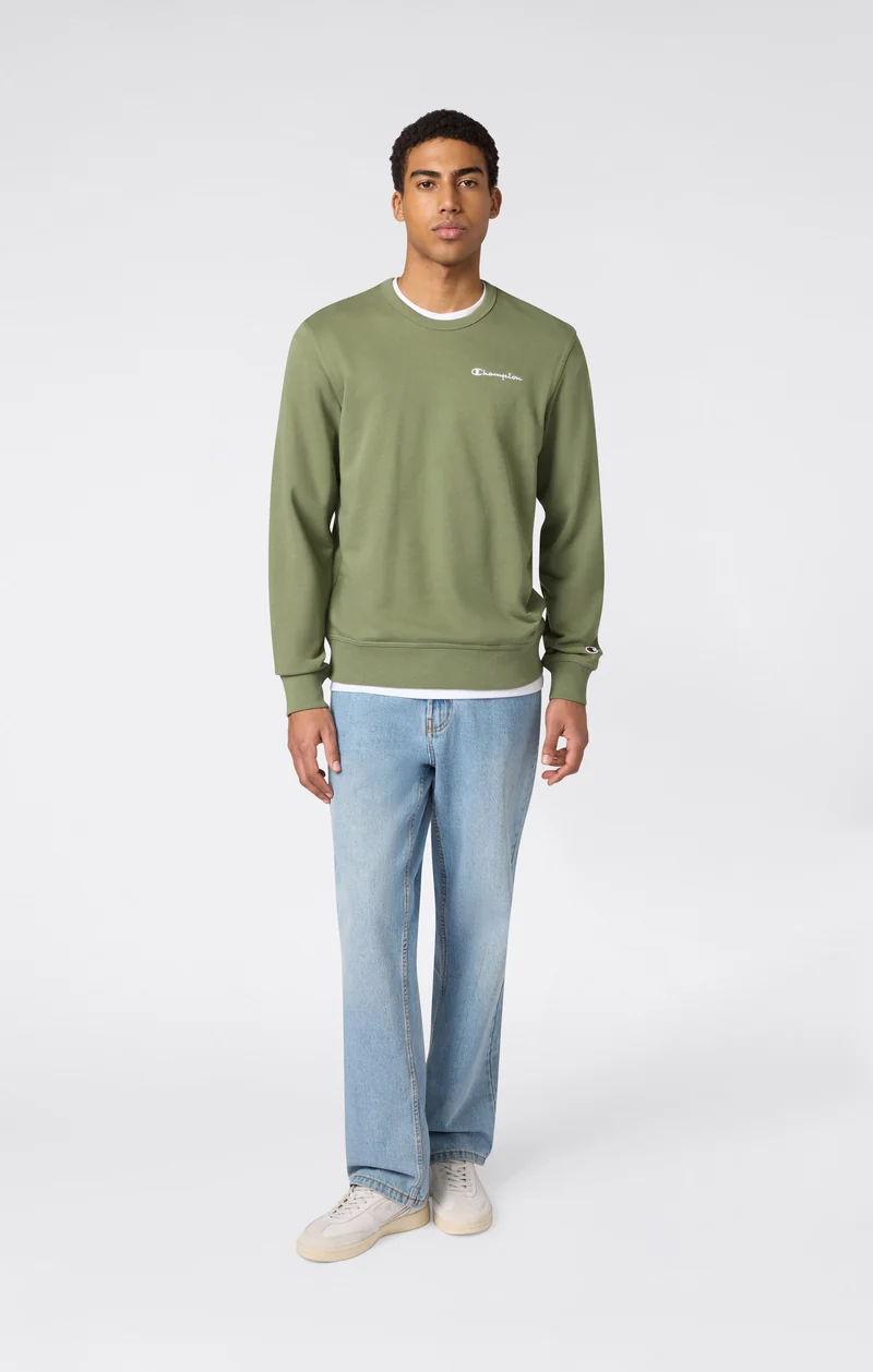 Men’s Lightweight Crewneck Sweatshirt with Embroidered Logo Icons