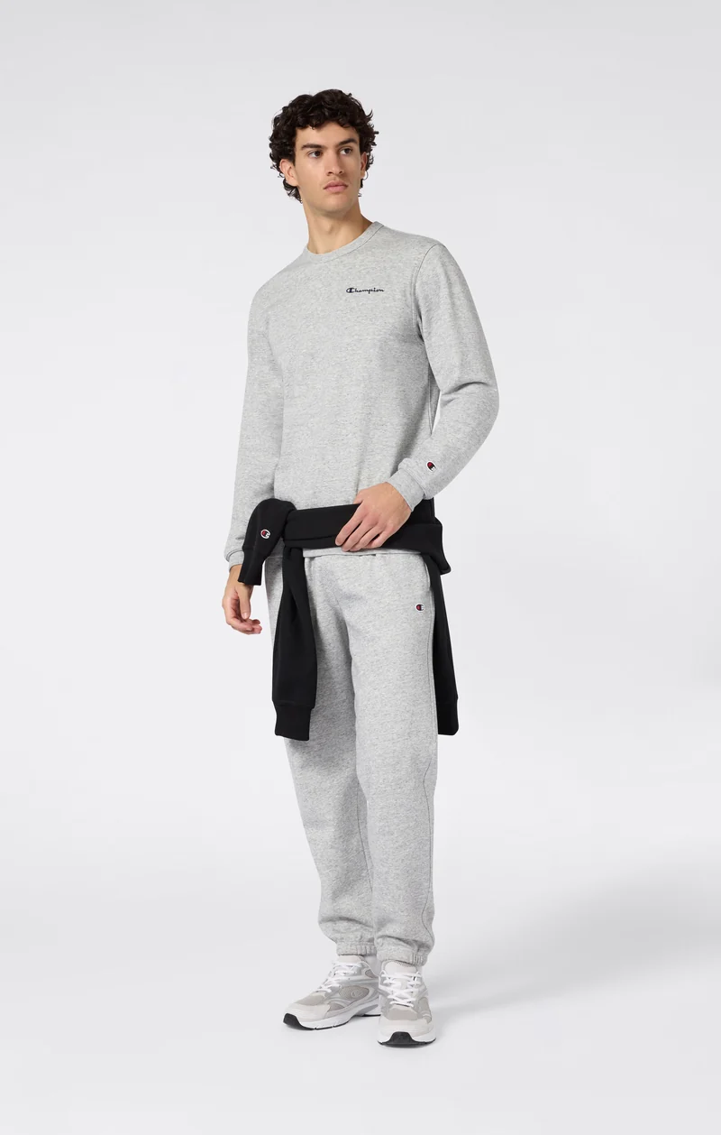 Men’s Lightweight Crewneck Sweatshirt with Embroidered Logo Icons