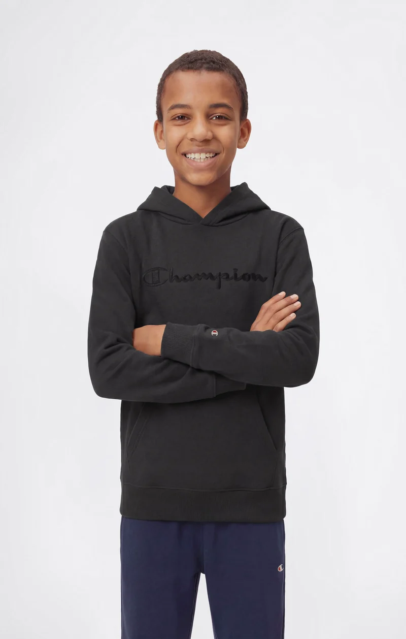 Boys’ Lightweight Hooded Sweatshirt with Tonal Embroidered Maxi Logo Icons