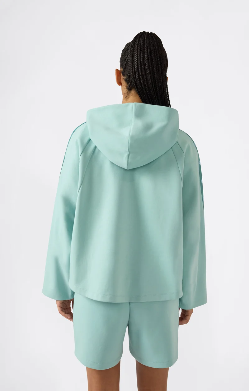 Women’s Interlock Hoodie with Half Zip and Tape Logo