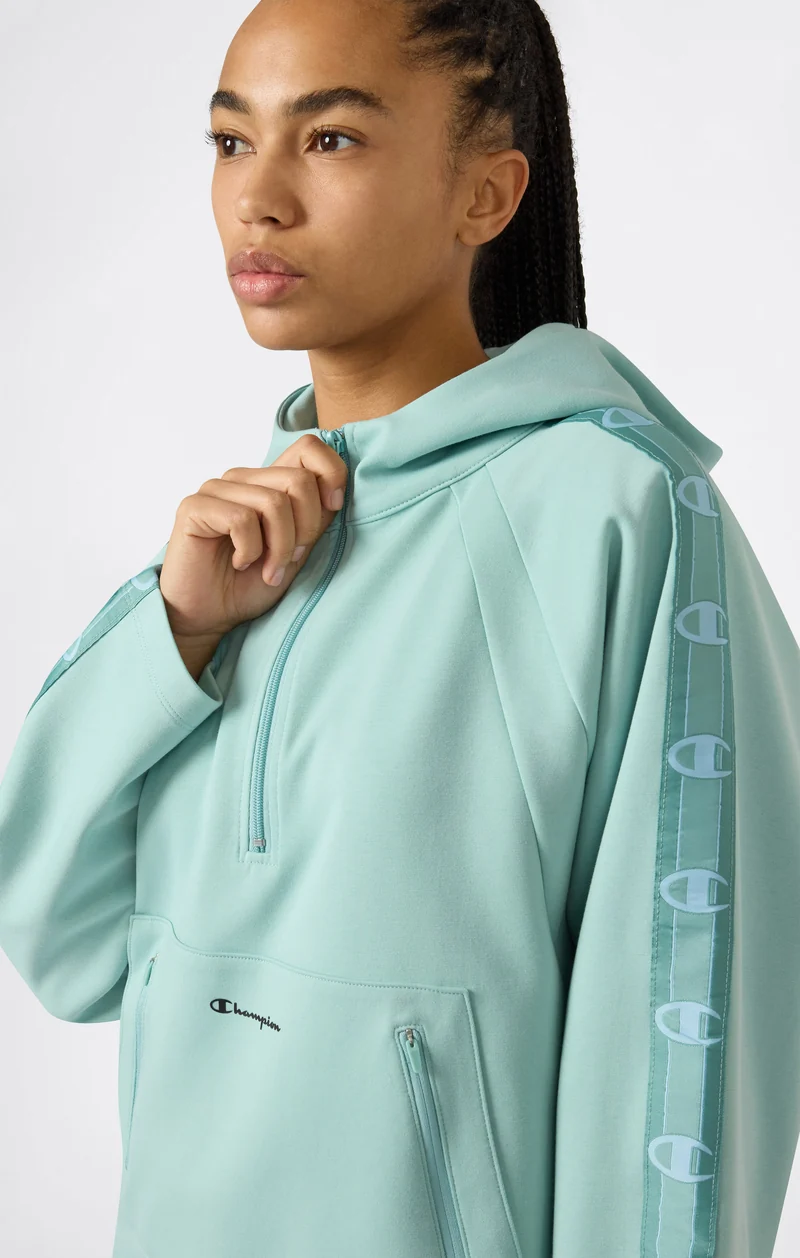 Women’s Interlock Hoodie with Half Zip and Tape Logo