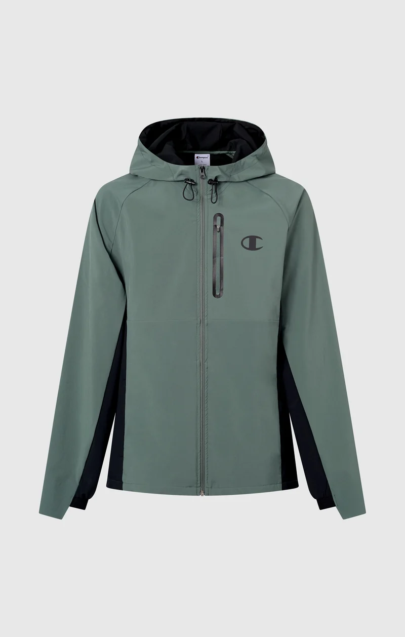 Men’s Stretch Woven Nylon Hooded Track Top Slim Fit