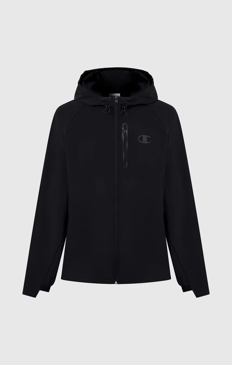 Men’s Stretch Woven Nylon Hooded Track Top Slim Fit