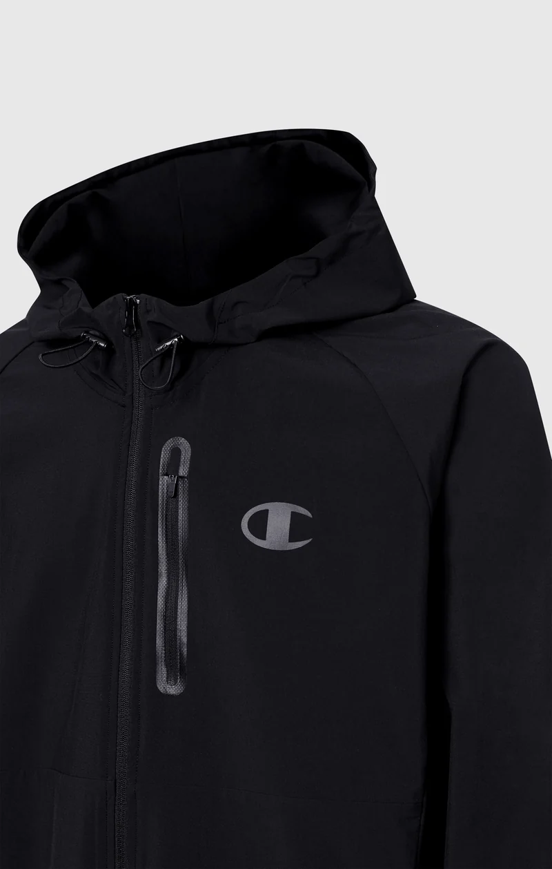 Men’s Stretch Woven Nylon Hooded Track Top Slim Fit
