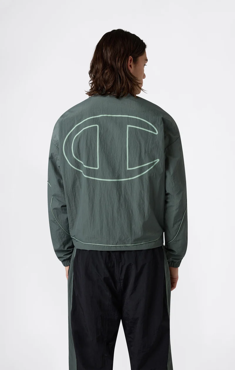 Men’s Woven Nylon Full-Zip Track Top Loose Fit
