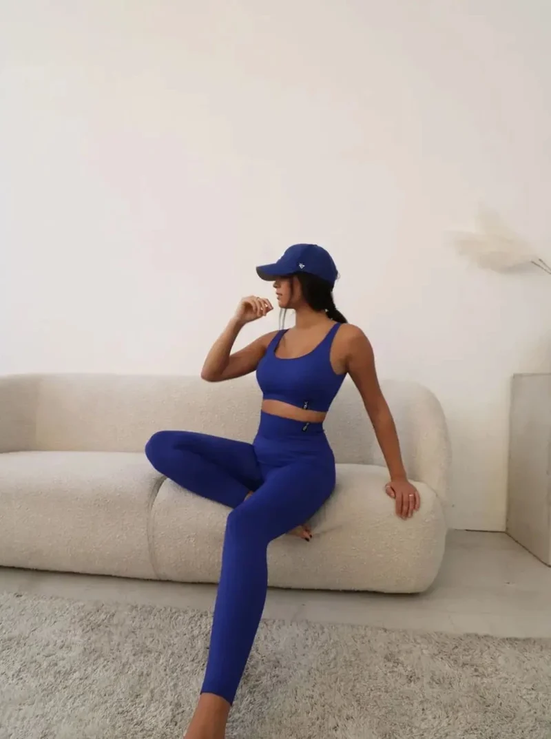 Ribbed Seamless Tights Blue