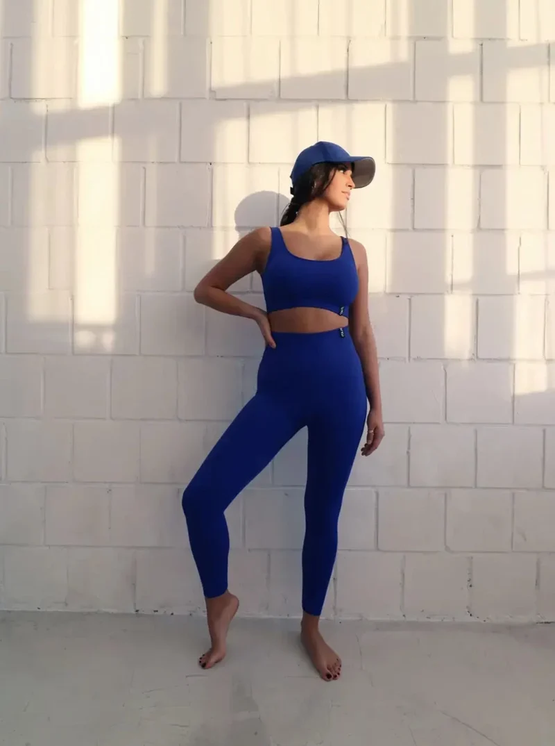 Ribbed Seamless Tights Blue