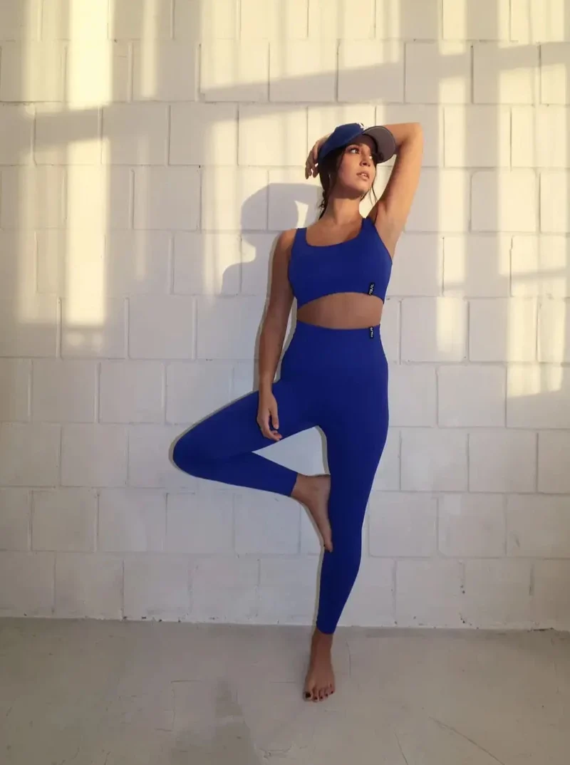 Ribbed Seamless Tights Blue