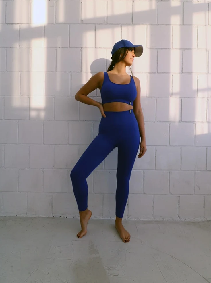 Ribbed Seamless Bra Blue