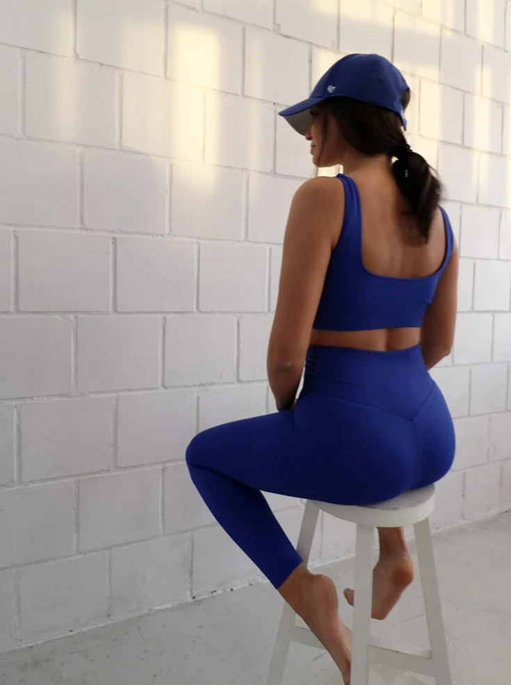 Ribbed Seamless Bra Blue