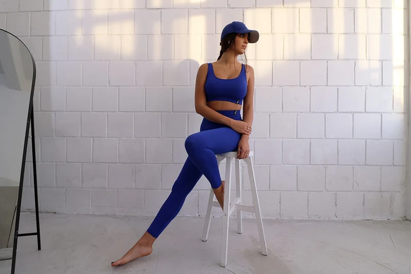 Ribbed Seamless Bra Blue