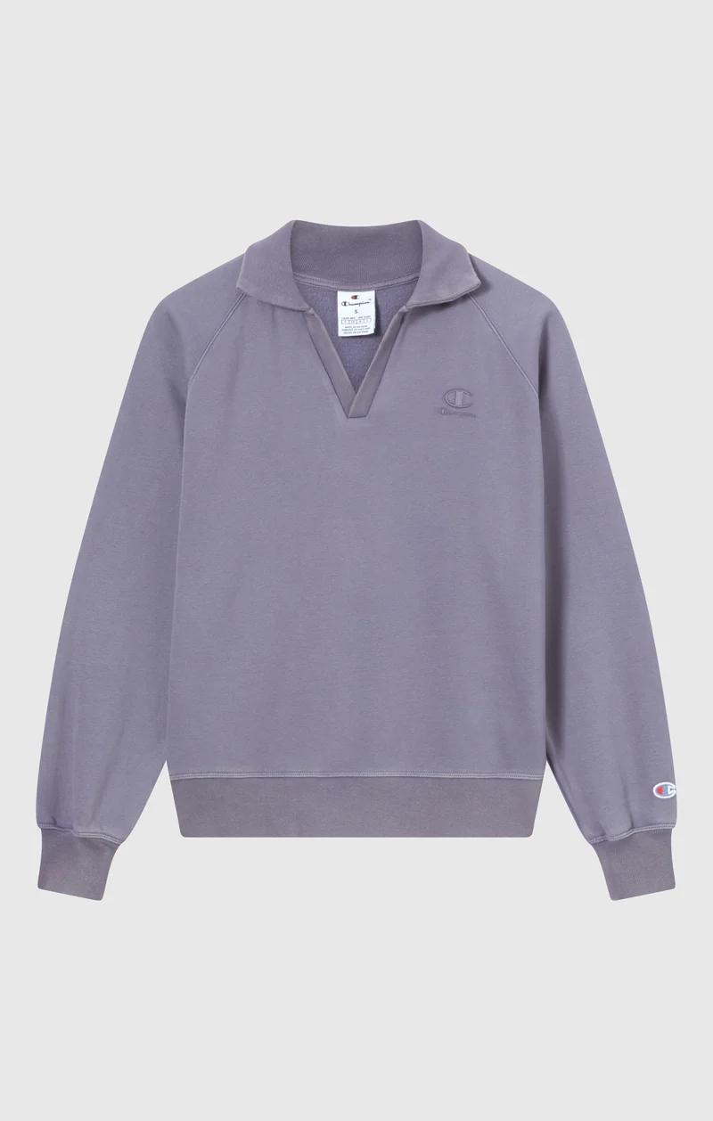 Women's Washed Polo Neck Fleece Sweatshirt Icons