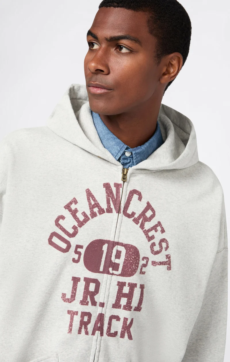 Men’s Washed Full Zip Hoodie Loose Fit Time Capsule