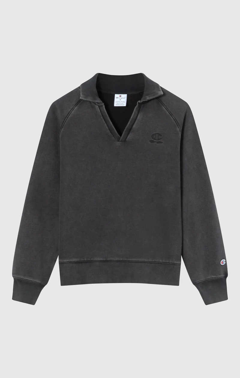 Women's Washed Polo Neck Fleece Sweatshirt Icons